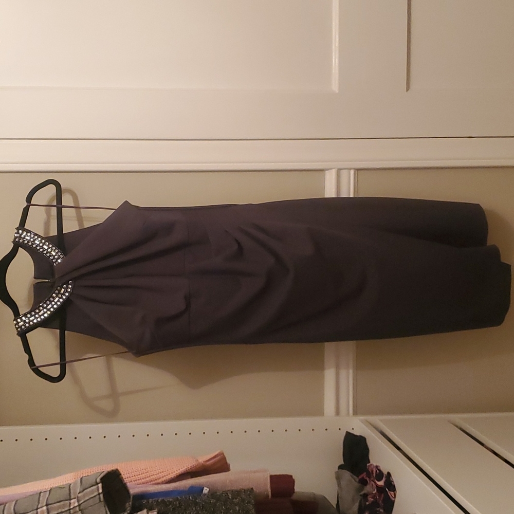 Alex Evening Halter Dress, Size 6, Charcoal Gray